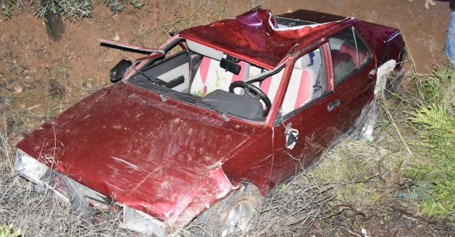 Şarampole yuvarlanan aracın sürücüsü hayatını kaybetti