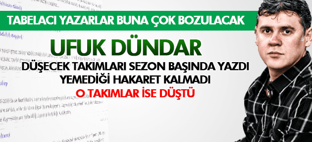 UFUK DÜNDAR SEZON BAŞINDA DÜŞECEK TAKIMLARI BİLDİ