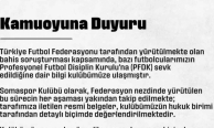 Somaspor’dan, PFDK’ya sevk edilen futbolcularıyla ilgili açıklama