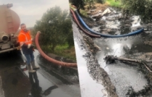 Zeytin bahçesine kimyasal atık atarken yakalandılar