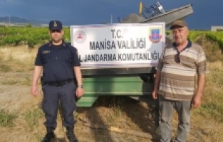 Çalınan 30 bin liralık üzüm savurma makinesi jandarma tarafından bulundu