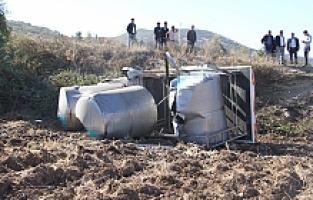 Kontrolden Çıkan Süt Kamyoneti Tarlaya Uçtu