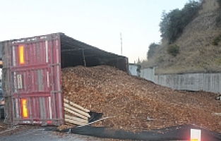 Manisa’da Talaş Yüklü Tır Devrildi: 1 Yaralı