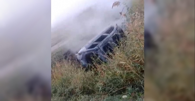 Manisa’da takla atan otomobil alev aldı: Sürücü yara almadan kurtuldu